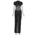 Robe moulante sexy à plumes transparentes pour femmes
