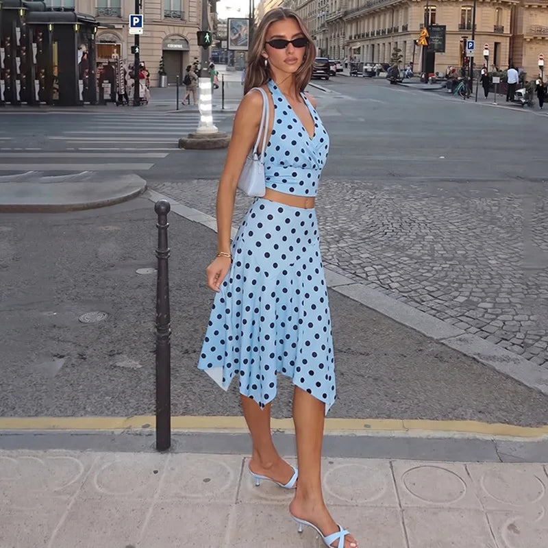 Ensemble 2 Pièces à Pois Femme – Jupe Assortie