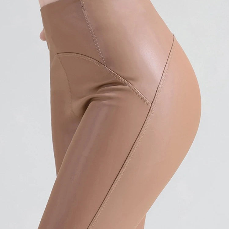 Leggings en cuir PU taille haute sexy pour femmes