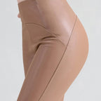 Leggings en cuir PU taille haute sexy pour femmes