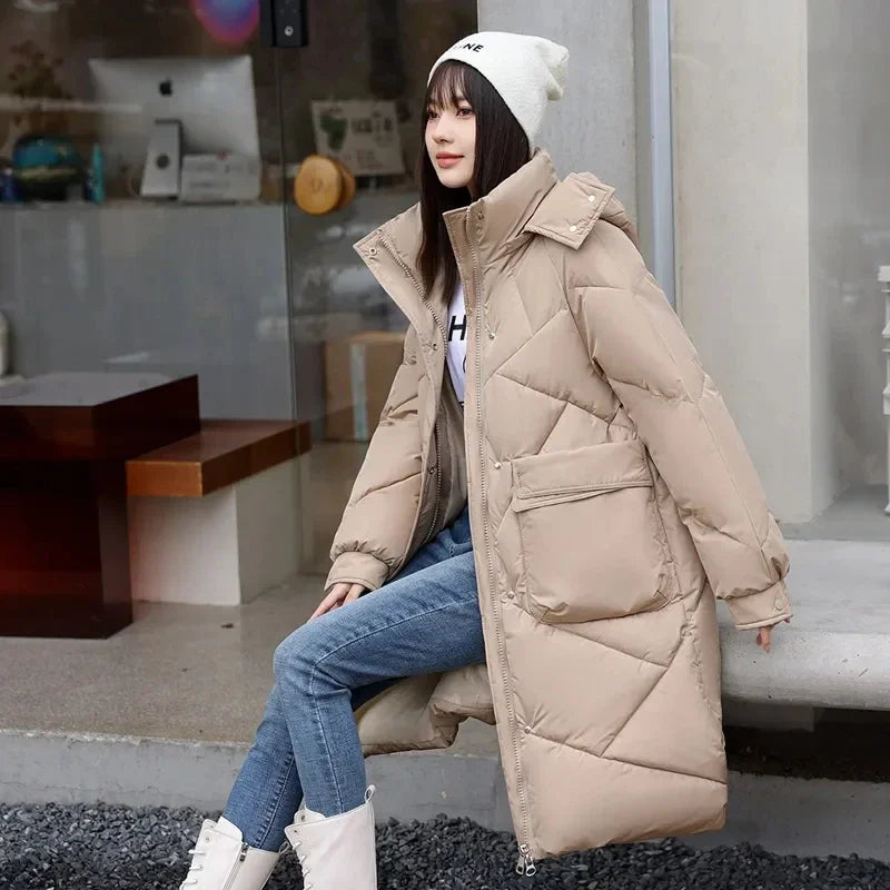 Manteau à capuche solides à grandes poches pour femmes