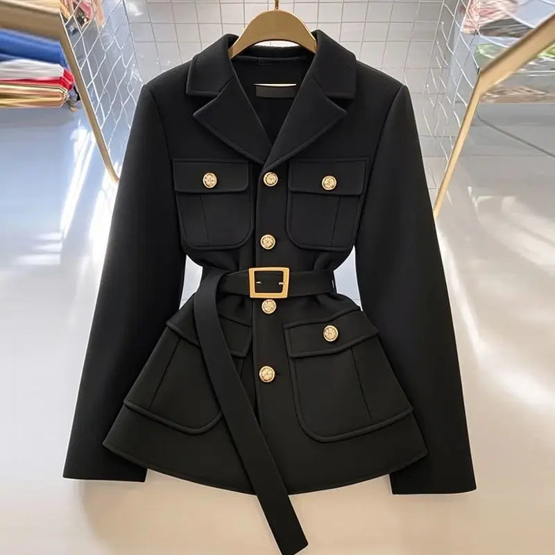 Veste boutons avec ceinture pour femmes