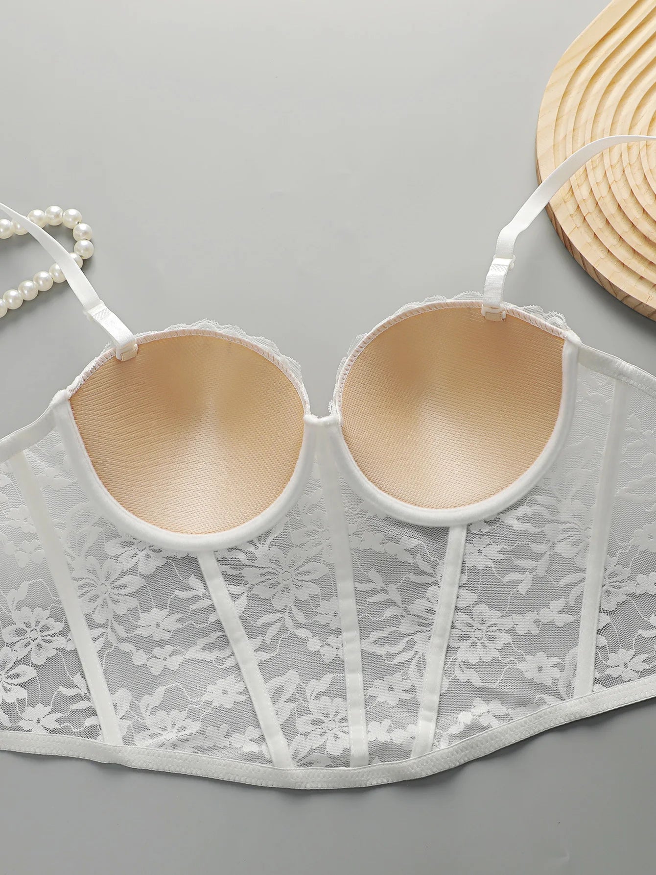Soutien-gorge sexy en dentelle arête de poisson brodé pour femmes