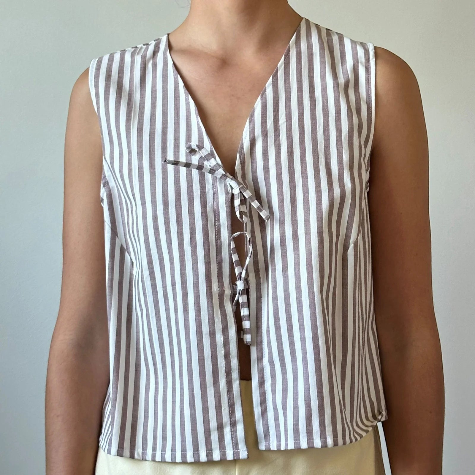 Débardeur à nouer devant style cottage français pour femmes