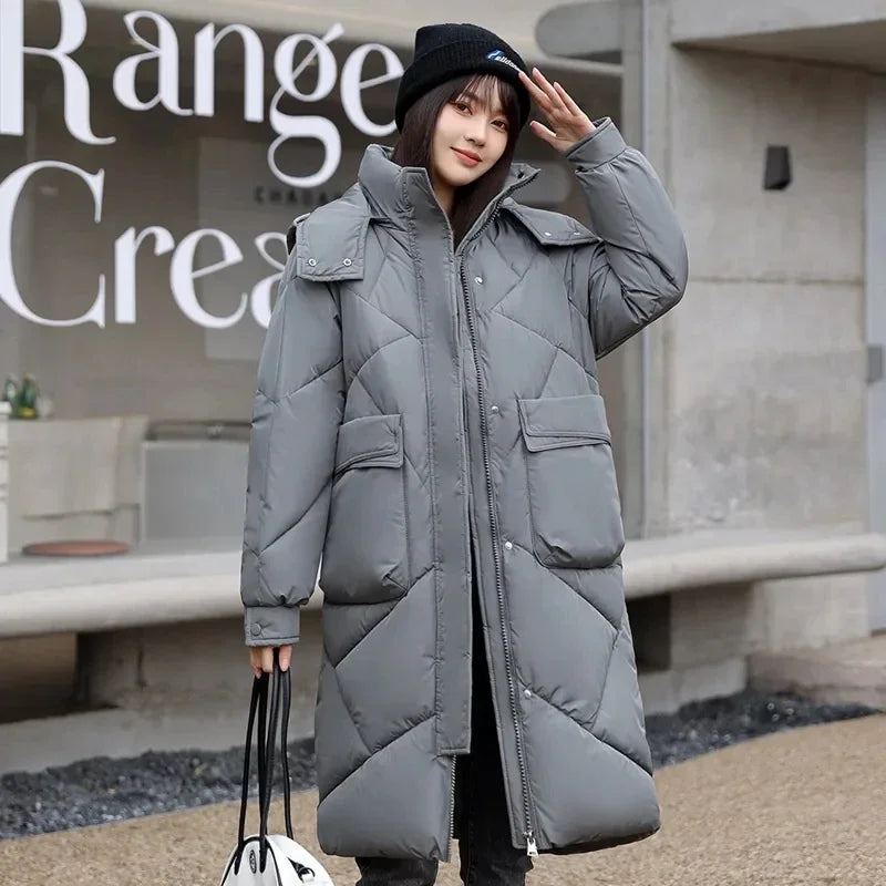 Manteau à capuche solides à grandes poches pour femmes