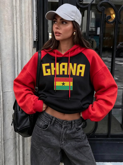 Sweat à Capuche Femme – Drapeau Ghana