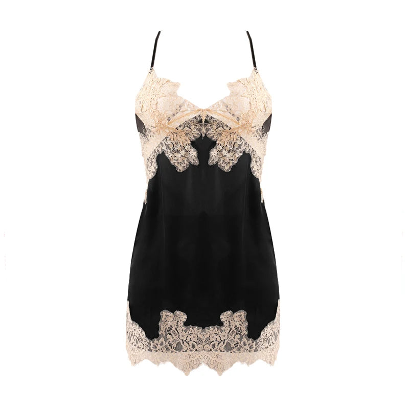 Chemise de nuit avec dentelle dos nu pour femmes