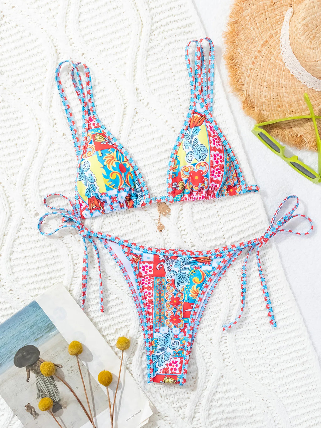 Ensemble maillot de bain 2 pièces soutien-gorge Push Up et string  pour femmes