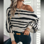 Pull ample à col Slash et manches chauve-souris pour femmes