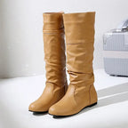 Bottes en cuir plissé pour femmes