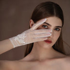 Gants de mariée en tulle doux et perles de cristal pour femmes
