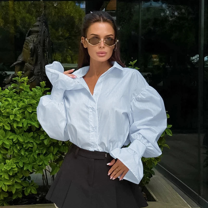 Chemise à manches longues en coton pour femmes