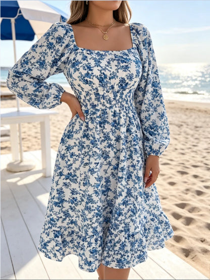 Robe Fleurie Femme – Col Carré Élégant