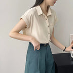 Chemise à manches courtes, style polyvalent, pour femmes