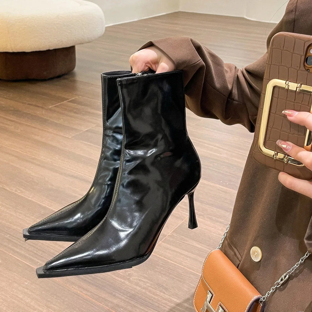 Bottines rétro à bout pointu pour femmes