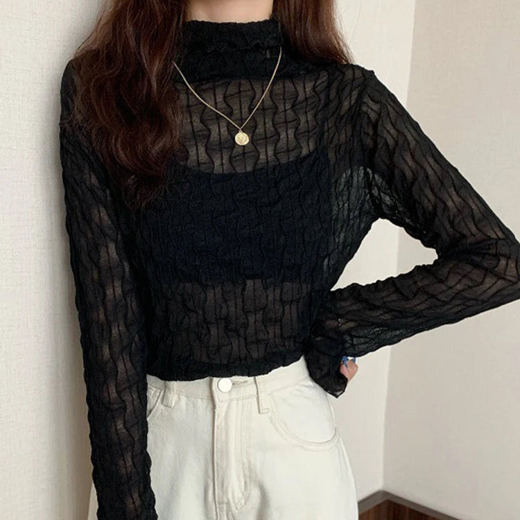 T-shirt en maille de dentelle pour femmes