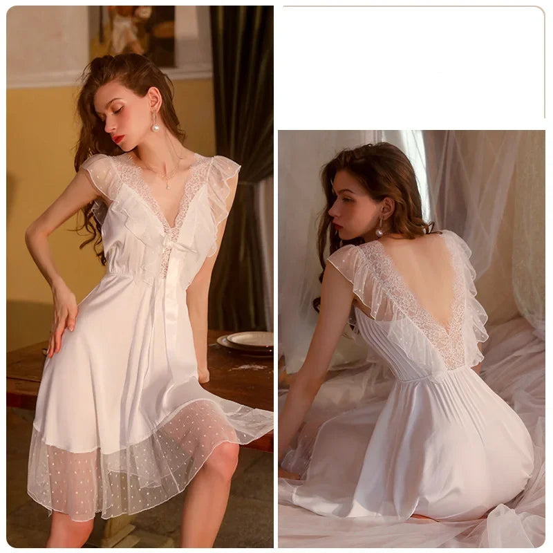 Robe en dentelle amincissante à la taille pour femme