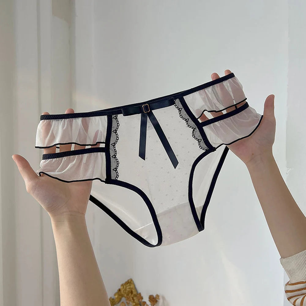 Culotte Dentelle Femme – Volants, Transparence et Nœud