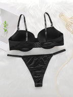 Ensemble de sous-vêtements sexy de couleur unie brillant pour femmes