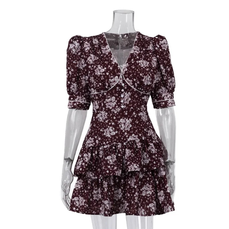 Robe courte élégante à imprimé floral pour femmes