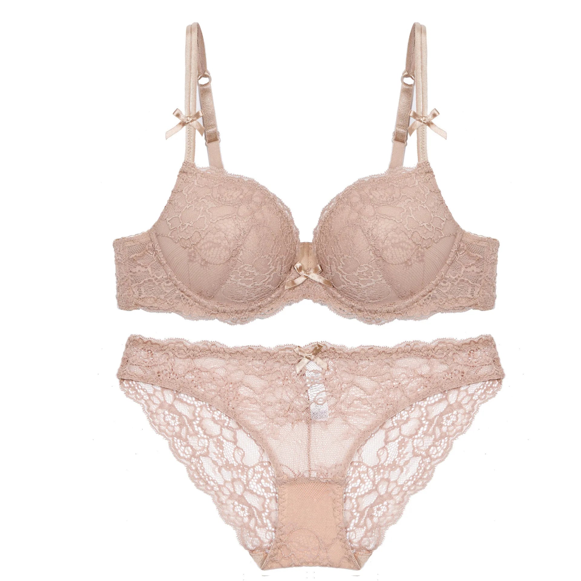 Ensemble soutien-gorge push-up et culotte brodés en dentelle pour femmes