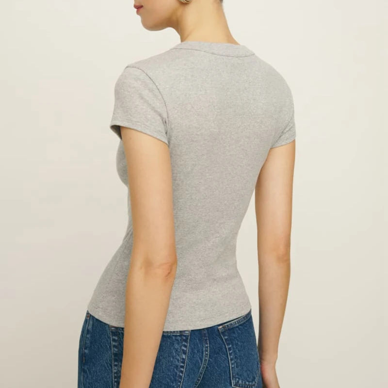 T-shirt court à manches courtes pour femmes