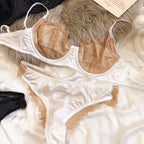 Ensemble de soutien-gorge et culotte en dentelle ultra fine pour femmes