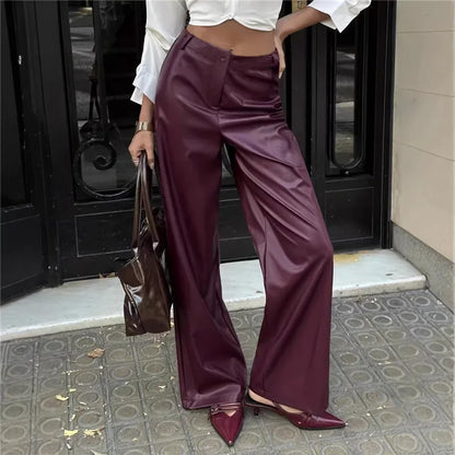 Pantalon Droit Taille Haute Bordeaux – Allure Élégante