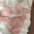 Ensemble soutien-gorge Push Up en dentelle française et culotte pour femmes
