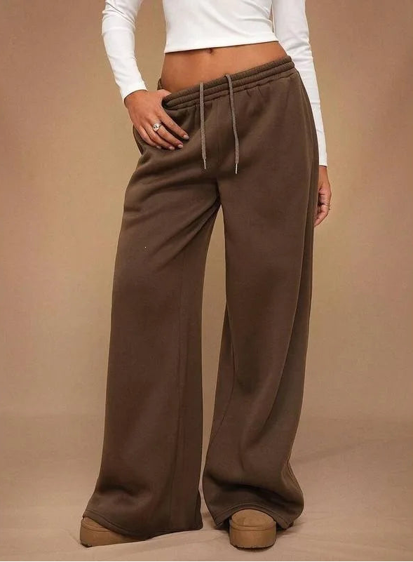 Pantalon large en molleton élastique avec doublure polaire pour femmes
