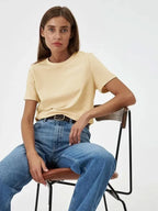 T-shirt d'été 100 % coton pour femmes
