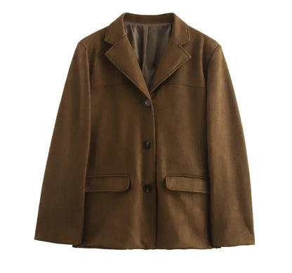 Veste Vintage Femme – Fausse Suédine et Coupe Ample