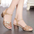 Sandales en cuir à talon moyen pour femmes