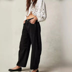 Pantalon en jean délavé taille mi-basse pour femmes