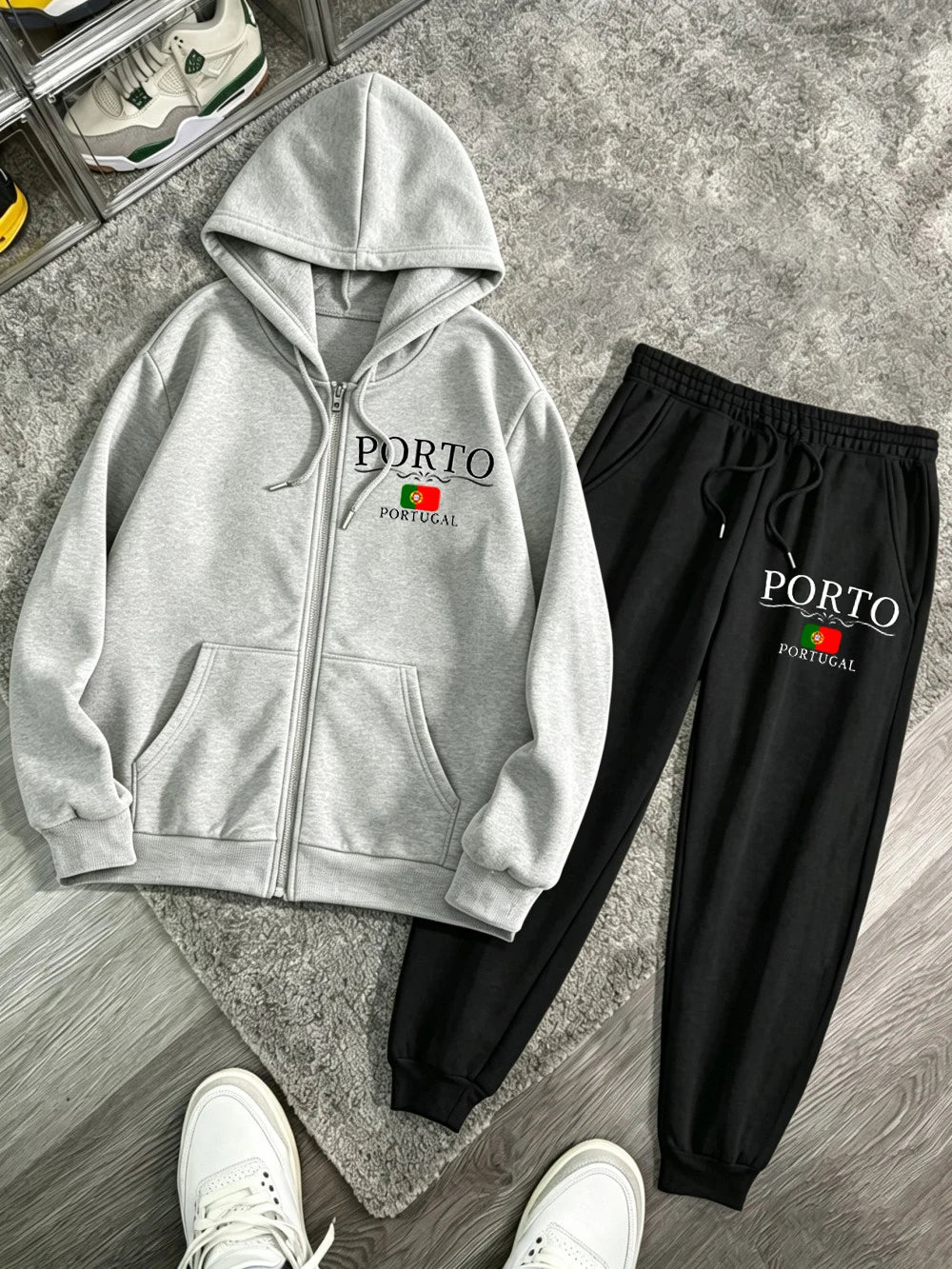 Ensemble 2 pièces de sweats à capuche zippés pour femmes