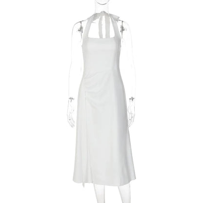 Robe Longue Dos Nu Femme – Col Licou et Lacets
