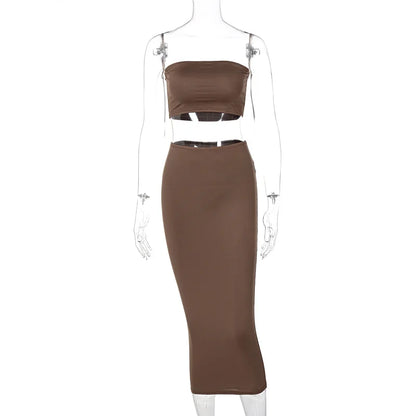 Ensemble 2 Pièces Femme – Bustier et Robe Longue Moulante