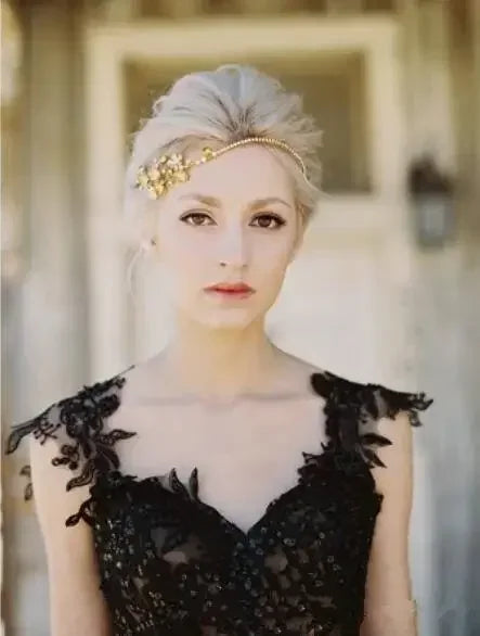 Robe de mariée gothique noire pour femmes