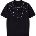 T-shirt à manches courtes à col rond pour femmes