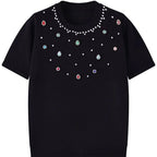 T-shirt à manches courtes à col rond pour femmes