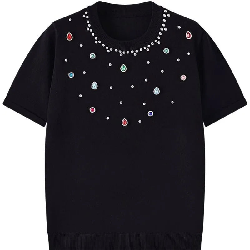 T-shirt à manches courtes à col rond pour femmes