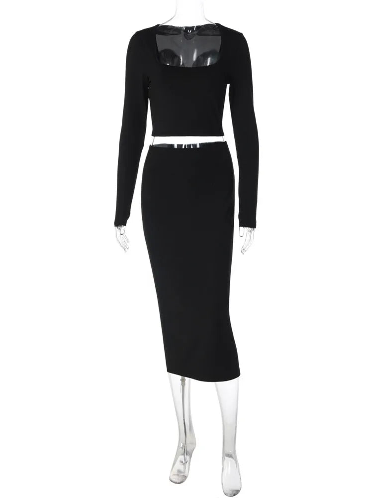 Ensemble Deux Pièces Haut Court et Jupe Crayon – Chic Féminin