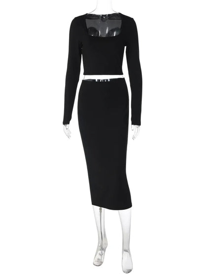Ensemble Deux Pièces Haut Court et Jupe Crayon – Chic Féminin