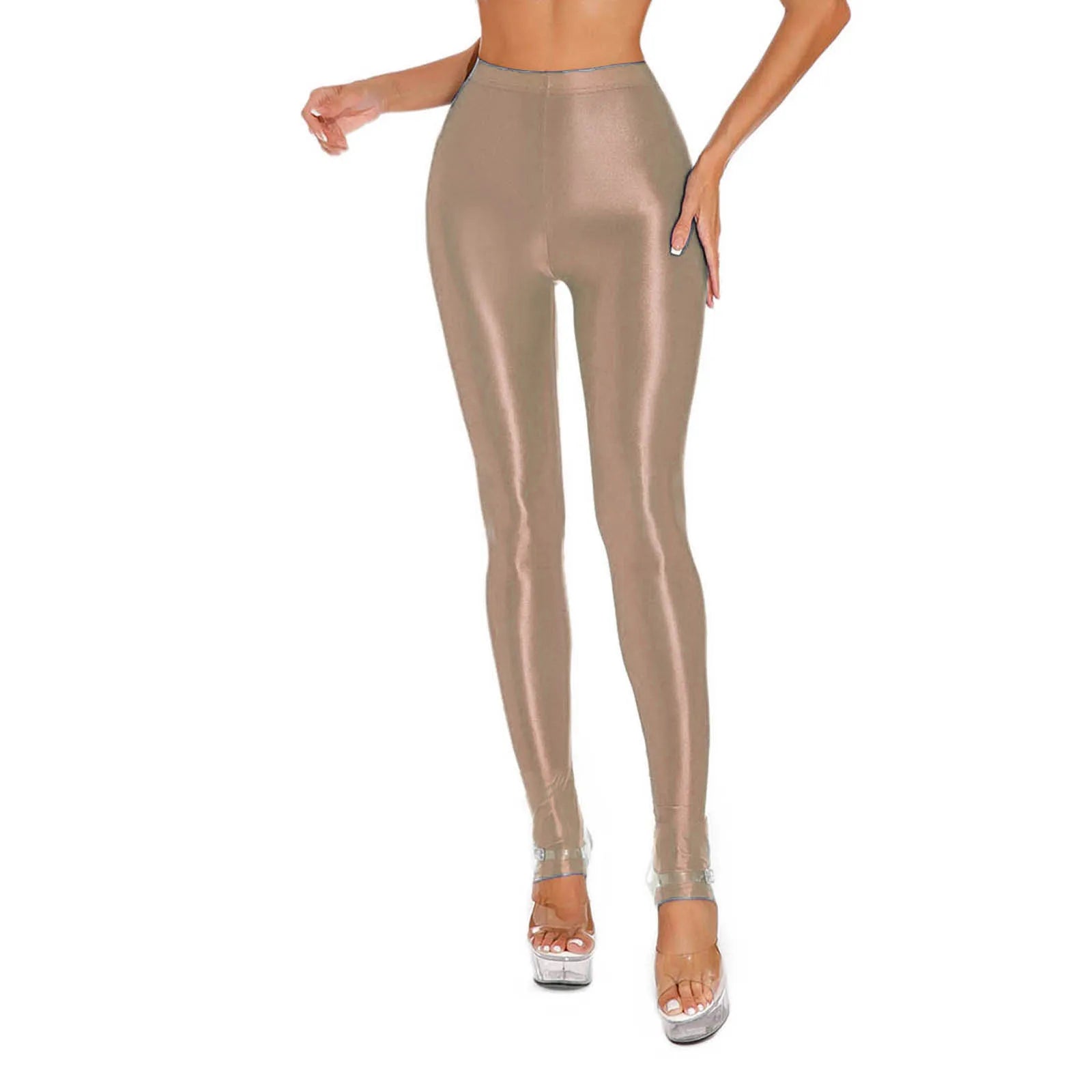 Leggings taille haute brillants pour femmes