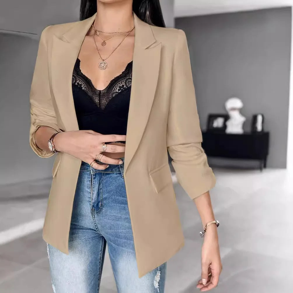 Vestes à manches longues et col cranté pour femmes