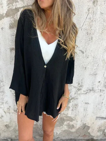 Cardigan en maille unie à col en V pour femmes