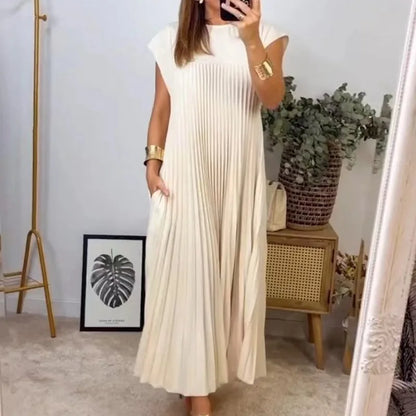 Robe Longue Plissée Femme – Élégante et Décontractée