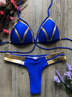 Maillot de bain deux pièces soutien-gorge push up et string pour femmes
