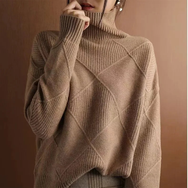 Pull à col roulé en cachemire pour femmes