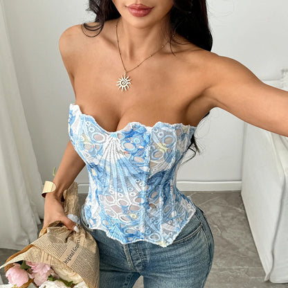 Crop Top Femme – Broderie Ajourée